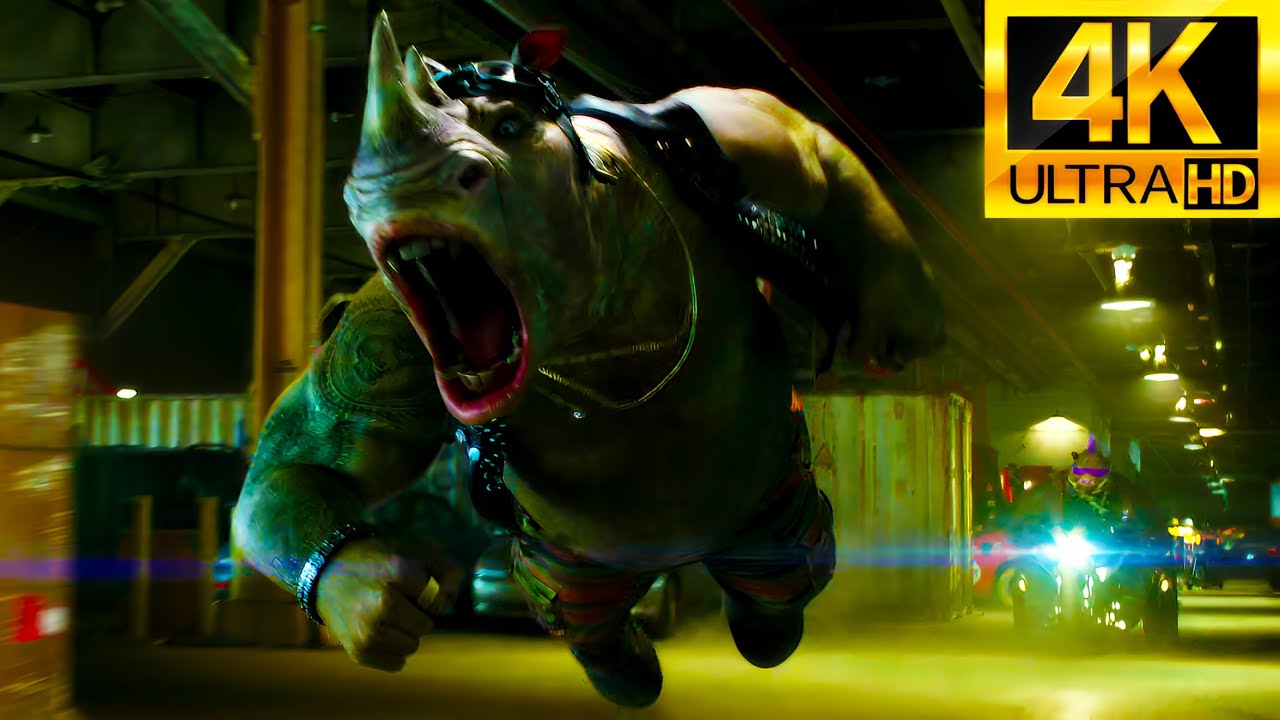 Teenage Mutant Ninja Turtles Out Of The Shadows : Casey vs Bebop & Rocksteady | Fight Scene [4K HDR]