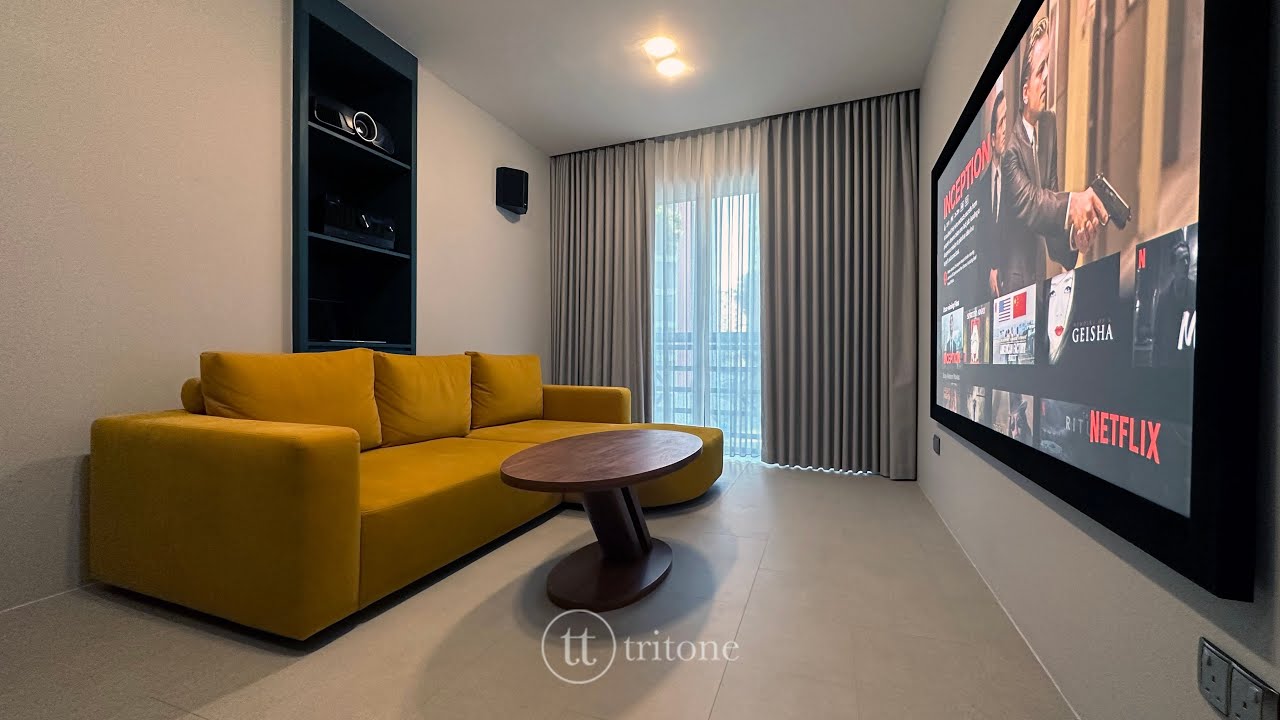 Living Room Cinema featuring Acoustically Transparent Screen, 5.1 Surround Sound, by (tt) tritone