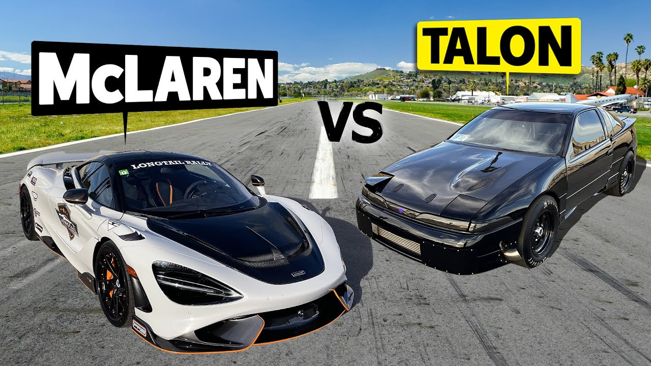 Built-motor Eagle Talon vs Stock McLaren 765LT Supercar in Street-style NO PREP Drag Race