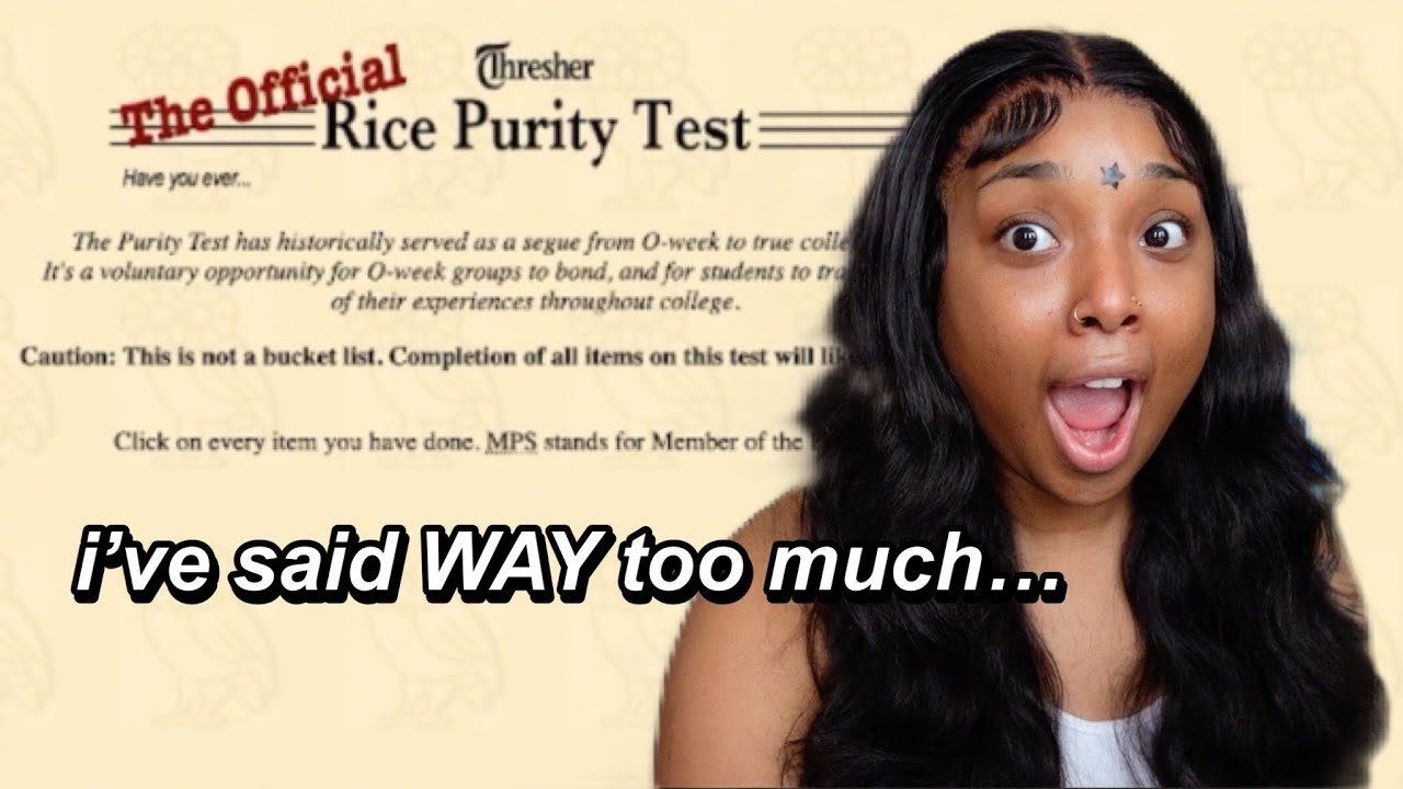 SHOWING MY IMPURITIES WITH THE PURITY TEST…