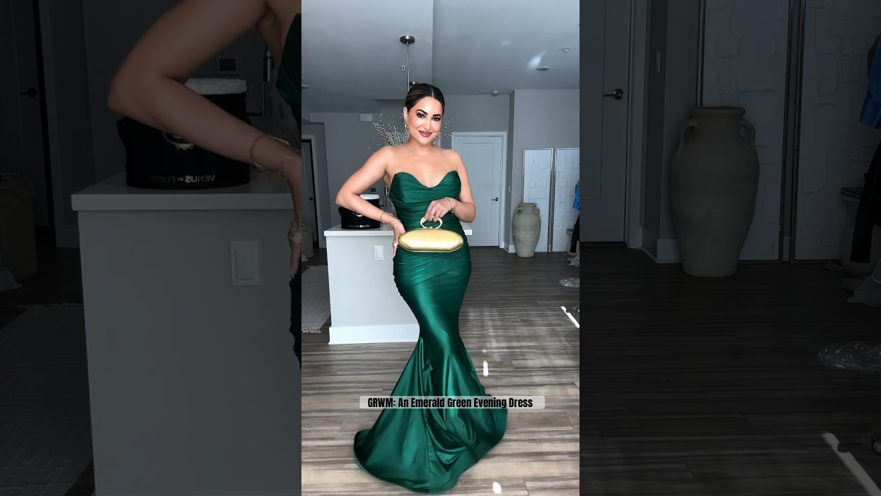 GRWM: An Emerald Green Evening Dress💫 #grwm #ootd #fashion #style #outfit #tutorial #beauty #shorts