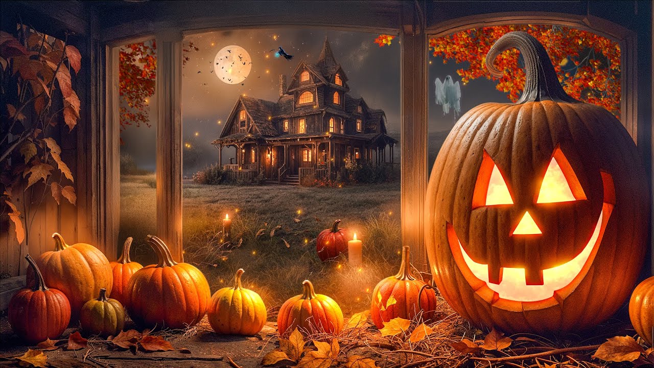 Abandoned Autumn Halloween House 🎃 Relaxing Halloween Music 👻 Spooky Halloween Night Ambience