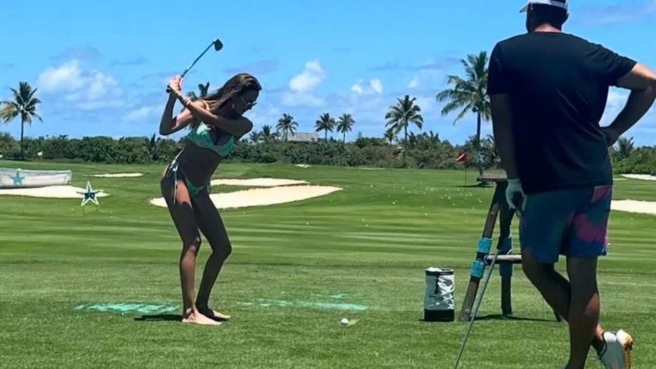Brooks Koepka's model wife Jena Sims takes to golf course with LIV Golf star wearing bikini