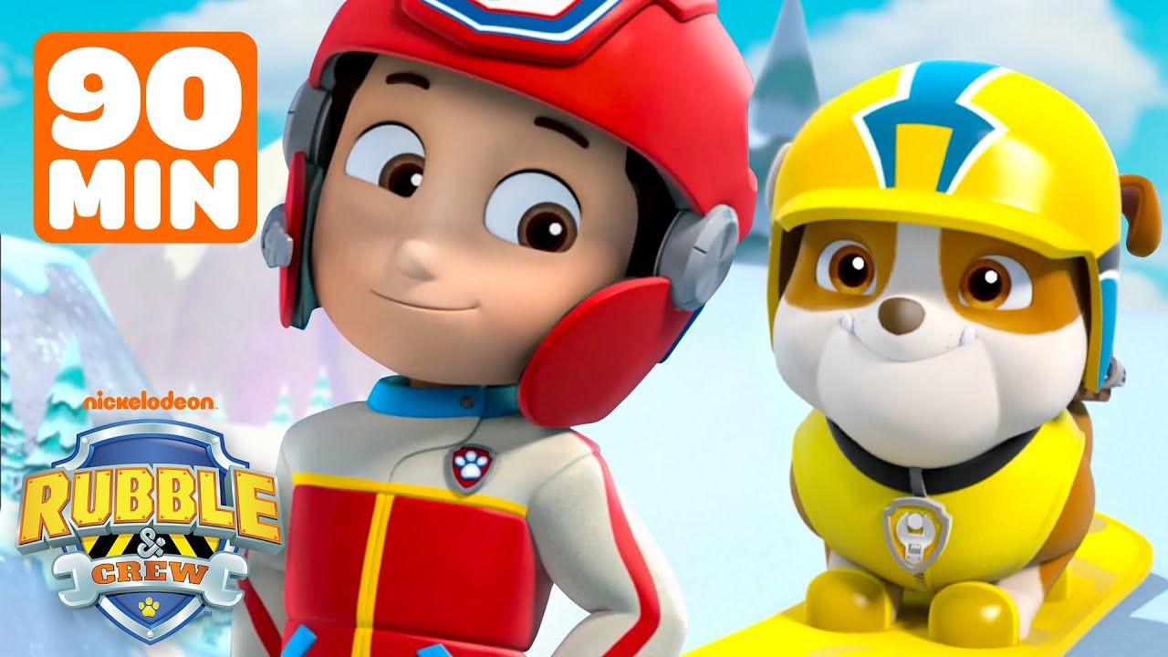Baby Rubble Makes a Snow Rescue! w/ PAW Patrol Ryder & Marshall | 90 Minutes | Rubble & Crew