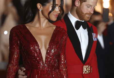 meghan markle stunned in scarlet re enactment of carolina herrera gown